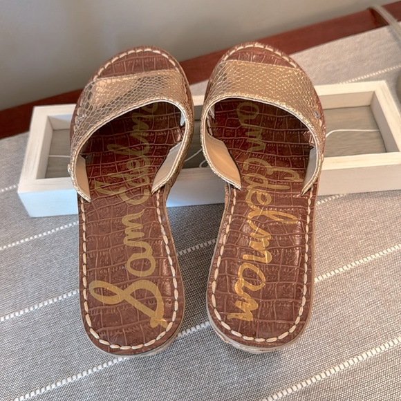 Sam Edelman Reid Rose Gold  slip On Cork Wedges 6M. Like new! - Picture 2 of 6